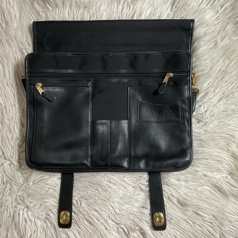 Coach Vintage Nylon Leather Trim Black Briefcase Messenger Laptop Travel Bag OS - Picture 3 of 10